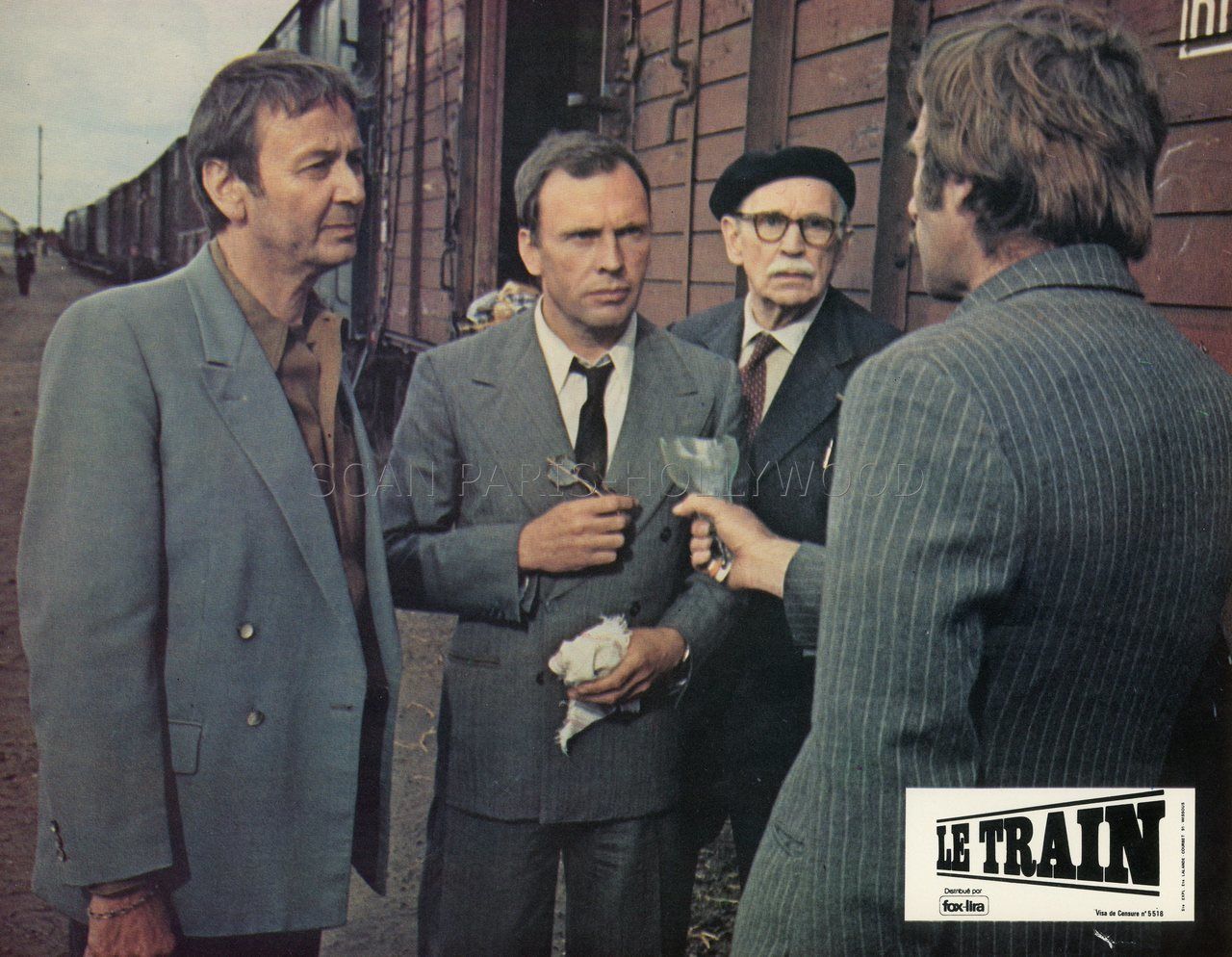Le Train Film Jean Louis Trintignant MAURICE BIRAUD JEAN-LOUIS TRINTIGNANT LE TRAIN 1973 VINTAGE LOBBY CARD